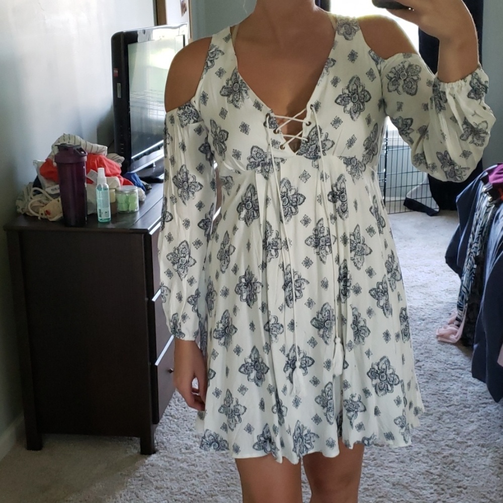 Long sleeve cold shoulder dress